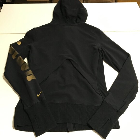Nike Womens Medium Hoodie Full Zip Sweatshirt Black Dri Fit - Picture 10 of 12